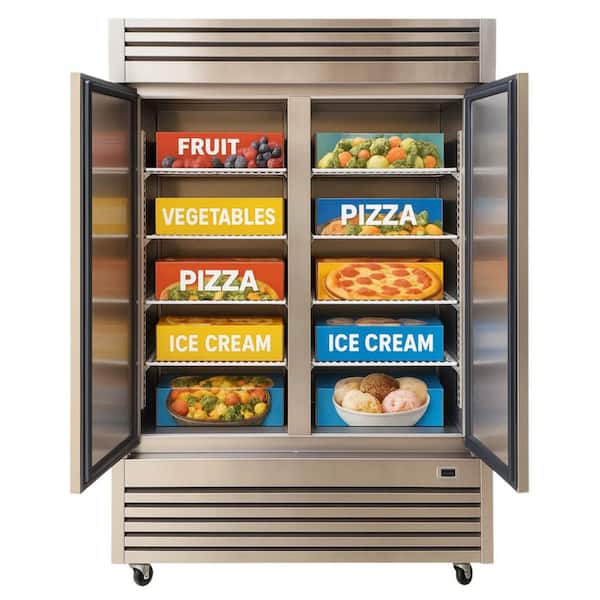 54 in. W 47 cu. ft. NSF Auto / Cycle Defrost Commercial 2-Door Reach in Upright Freezer in Stainless Steel