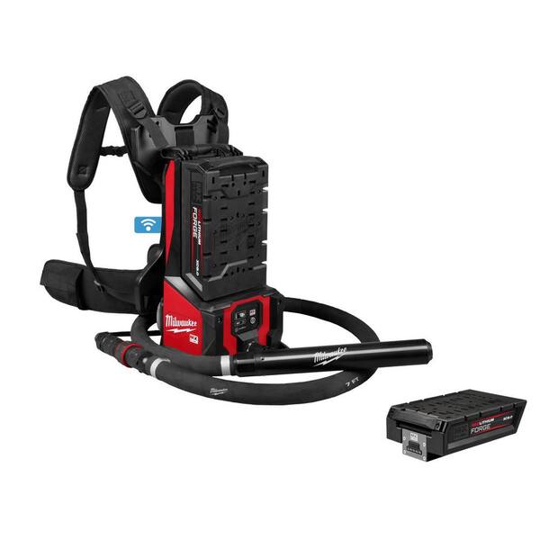 MX FUEL Backpack High Cycle Concrete Vibrator Kit w (2) FORGE XC8.0 Batteries, Super Charger, 7 Ft. Whip, MX8.0 Battery