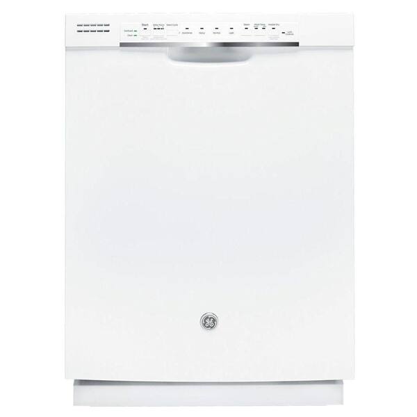 GE Front Control Dishwasher in White with Steam Cleaning