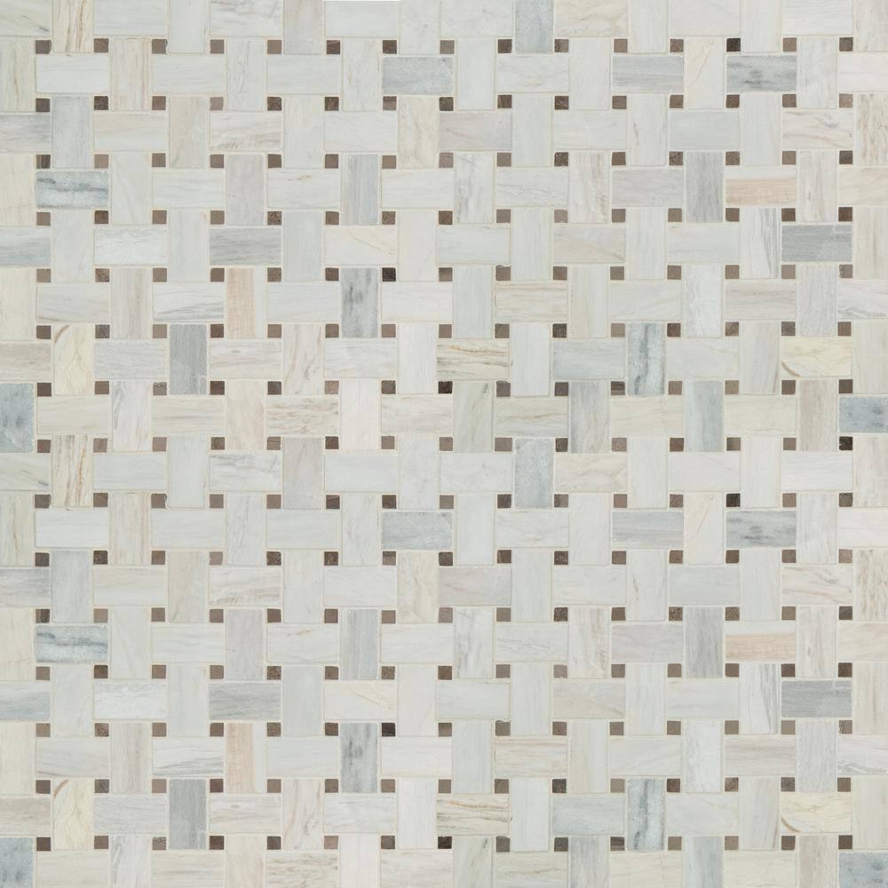 Angora Basketweave 12" x 12" Polished Marble Mosaic Tile
