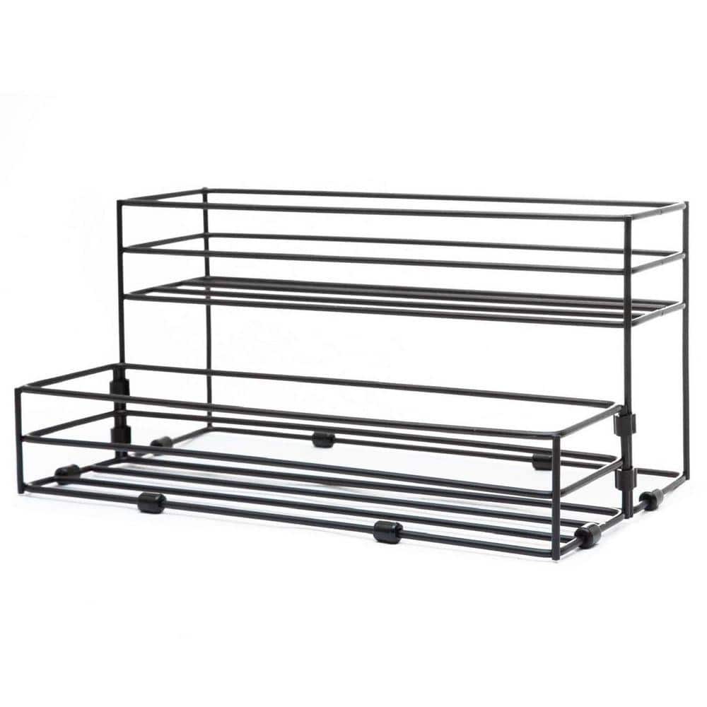JFVKAF 8 Bottles Black Iron Coffee Syrup Rack Organizer 2-Tier Bottle ...