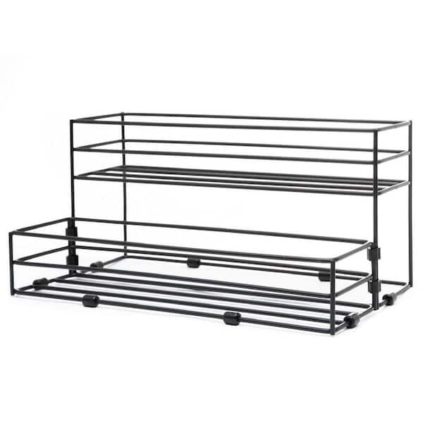 JFVKAF 8 Bottles Black Iron Coffee Syrup Rack Organizer 2-Tier Bottle ...