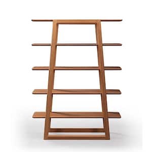 Currant 61.8 in. Caramelized Bamboo 5-Shelf Ladder Bookcase