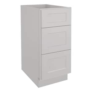 15 in. W x 24 in. D x 34.5 in. H in Shaker Dove Plywood Ready to Assemble Floor Base Kitchen Cabinet with 3 Drawers