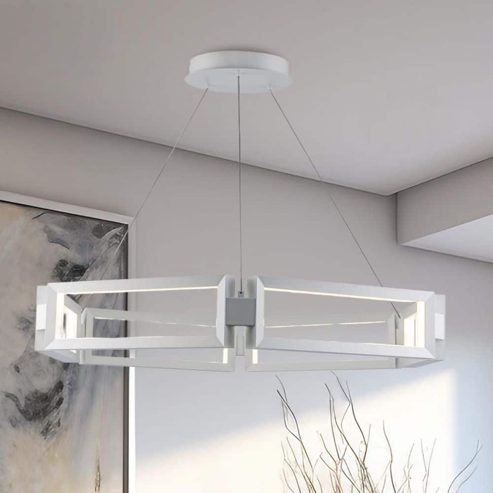 Skylar 35.75 in. Dimmable Integrated LED White Chandelier Light Fixture price history on PriceWatchPro