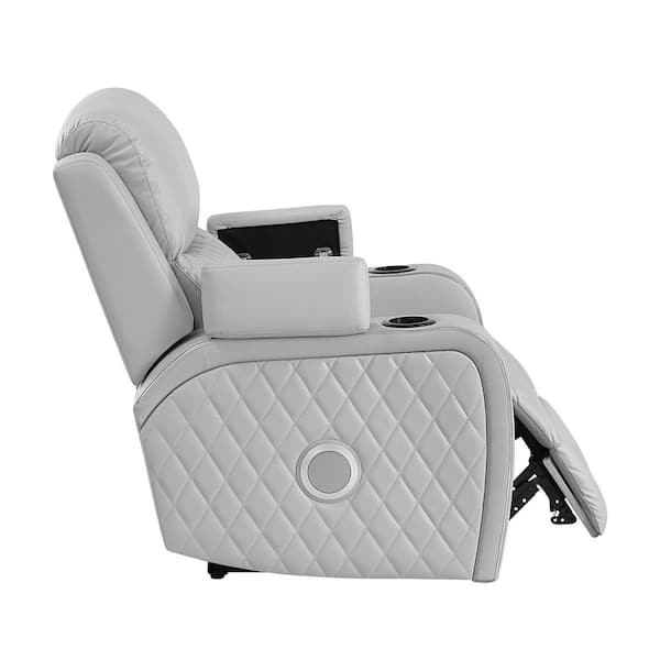 Acme Furniture Dune Light Gray Faux Leather Recliner with LED