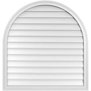 38 in. x 40 in. Round Top Surface Mount PVC Gable Vent: Decorative with Brickmould Frame