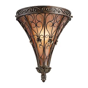Marchesa 1-Light Terrene Bronze Bathroom Indoor Wall Sconce with Piastra Glass Shade