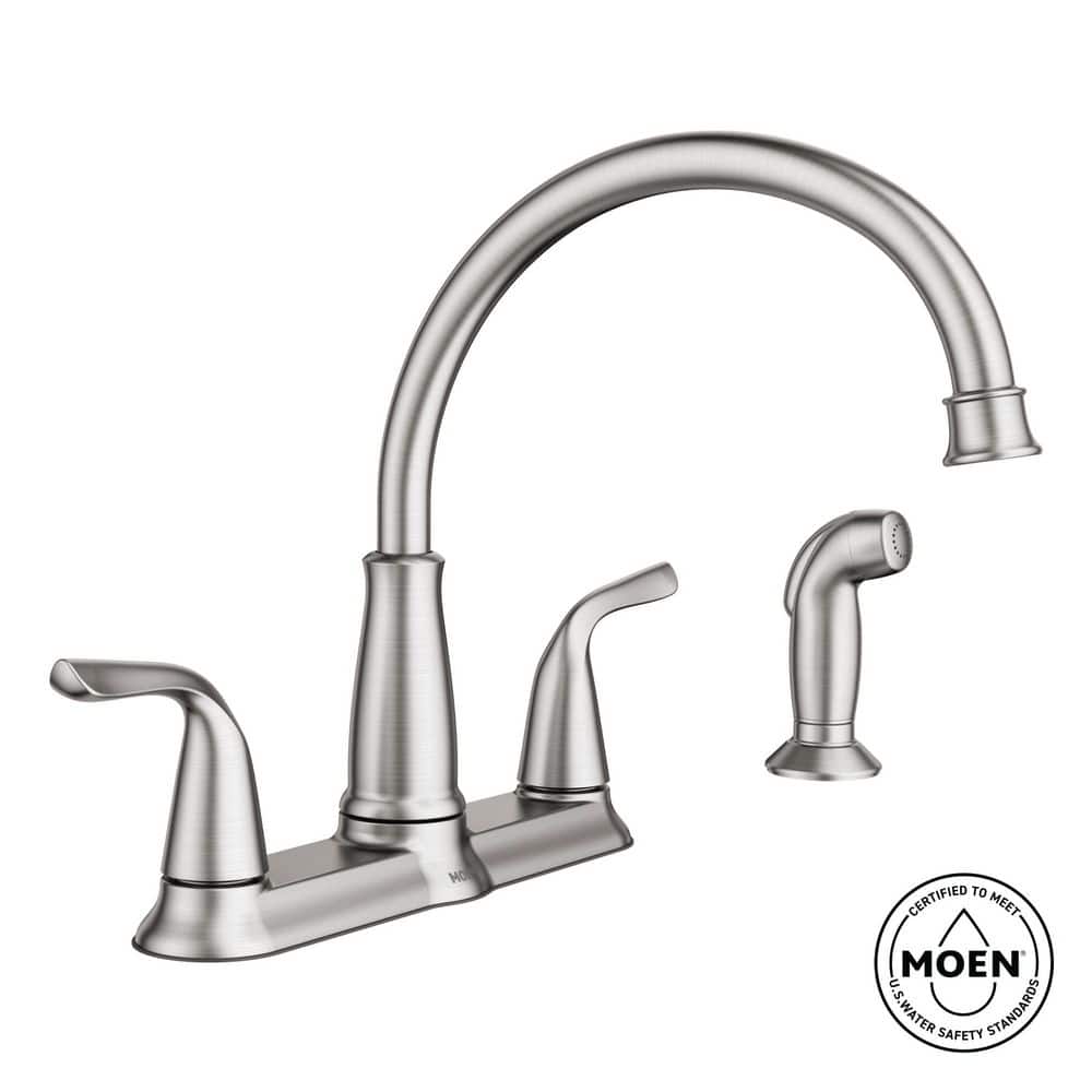 MOEN Brecklyn 2-Handle Standard Kitchen Faucet with Side Sprayer