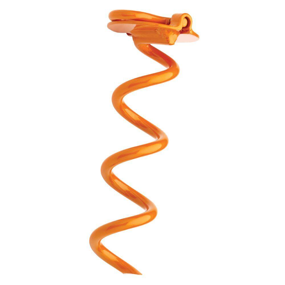 8-Inch Orange Steel Spiral Ground Anchor with Folding Ring