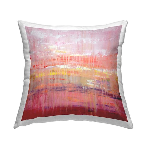 Stupell Industries Pink Paint Drip Pink Abstract Polyester 18 in. x 18 in. Throw Pillow