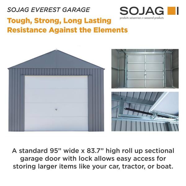 Sojag Everest 12 Ft H X 25 Ft W Charcoal Wind And Snow Rated Steel Garage Grc1225 The Home Depot