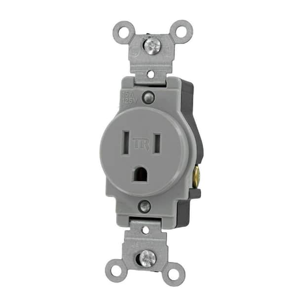 Leviton 15 Amp Commercial Grade Tamper Resistant Grounding Single ...