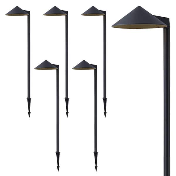 35 in. Low Voltage Black Aluminum Hardwired Integrated LED Weather Resistant Path Light with Acrylic Lens (6-Pack)