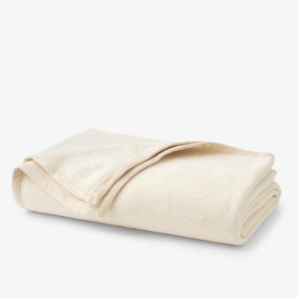 Off-White Queen Cotton Fleece Winter Throw Blanket
