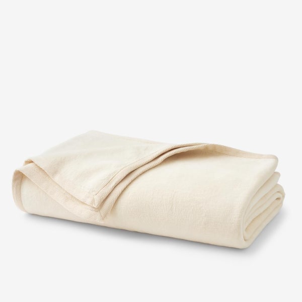 The Company Store Cotton Fleece Ivory Cotton Queen Blanket