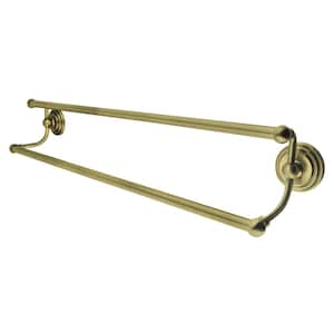 Milano 18 in. Wall Mount Dual Towel Bar in Antique Brass