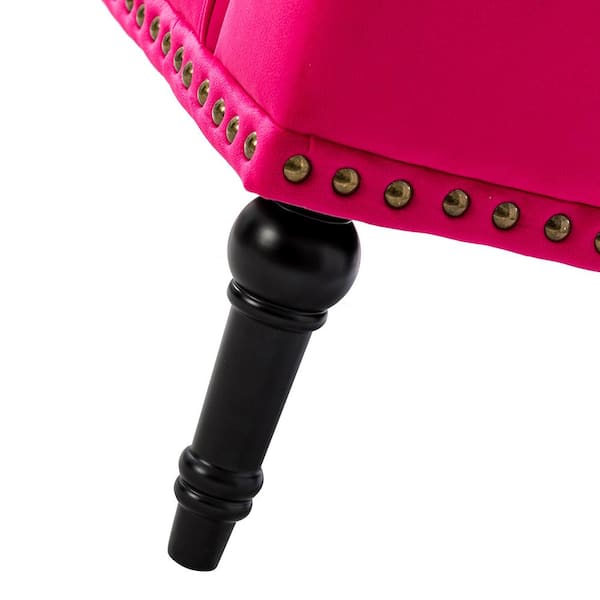 JAYDEN CREATION Enrica Fuchsia Tufted Comfy Velvet Armchair with