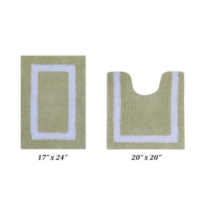 Hotel Collection Sage/White 17 in. x 24 in. and 20 in. x 20 in. 100% Cotton 2 Piece Bath Rug Set