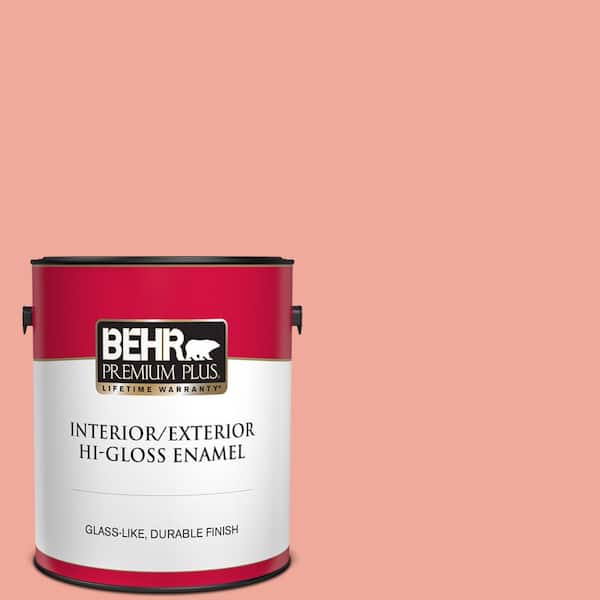 BEHR PREMIUM PLUS 1 gal. #200D-4 Powdered Petals Hi-Gloss Enamel Interior/Exterior Paint