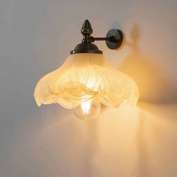 5 in. Milky White Flower Shaped Glass Lamp Shade For Table Lamp Floor Lamps, Bowl Lamp Shade Neckless 1 in. Fitter