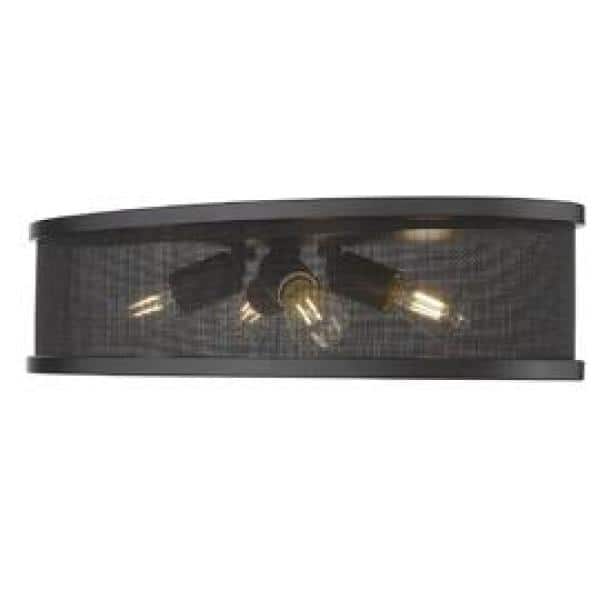 Matte Black 24" Glass Flush Mount Light Fixture