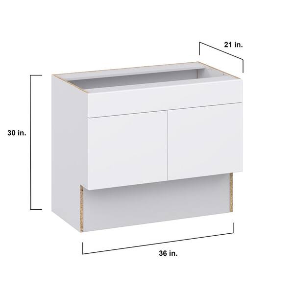 J COLLECTION Fairhope Bright White Slab Assembled ADA Vanity Sink Base Cabinet With Removable Front (36 in. W x 30 in. H x 21 in. D)