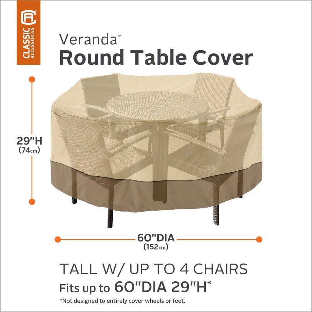 Tan and Brown Water-Resistant Patio Table and Chair Set Cover