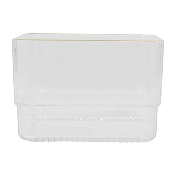 Clear Acrylic Stackable Drawer Organizers Gold Trim Set of 6