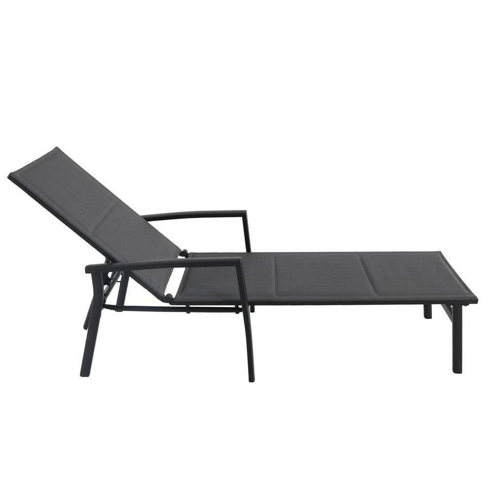 Halsted Deluxe Cool Gray Padded Sling Outdoor Chaise Lounge