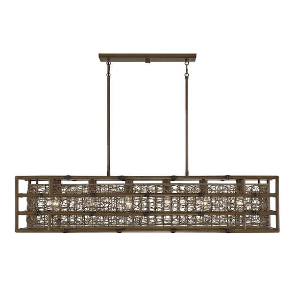 Savoy House Treviso 12 in. W x 10.5 in. H 6-Light Grapevine Linear Chandelier with Rattan Shade