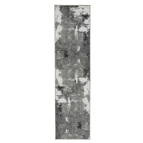 Amer Rugs Alpine 2 ft. 7 in.  x  10 ft.  Ivory Abstract Pattern Runner Rug for High Traffic Entryway Kitchen Hallway