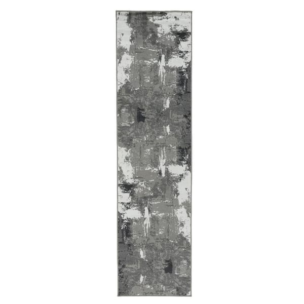 Amer Rugs Alpine 3 ft. X 10 ft. Ivory, Gray Abstract Area Rug
