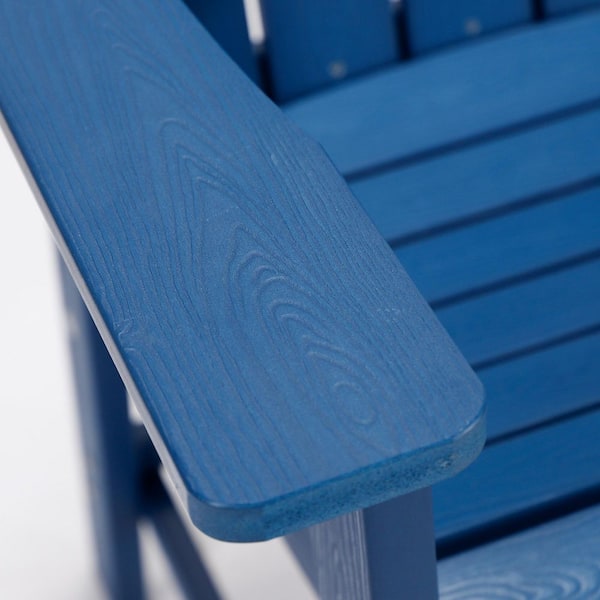 Blue Plastic Bar Height Adirondack Chairs Outdoor Bar Stool (2-Pack)
