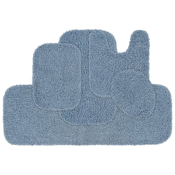 Basin Blue Jazz Shaggy Nylon 5- Piece Bath Rug Set