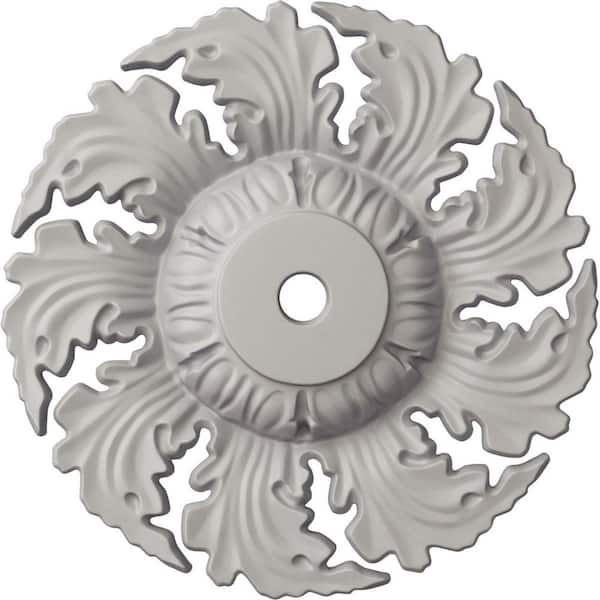 Ekena Millwork 14-5/8 in. x 2-1/4 in. Needham Urethane Ceiling Medallion (Fits Canopies upto 4-1/4 in.), Ultra Pure White