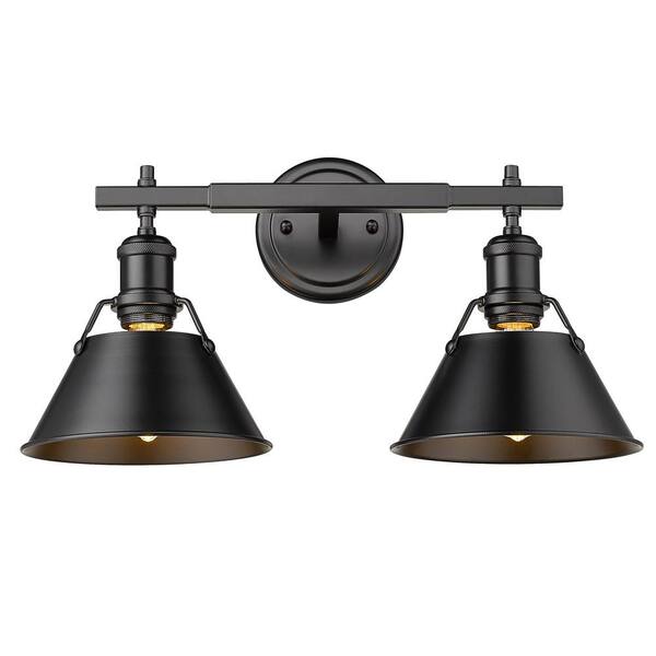 Golden Lighting - Orwell 4.875 in. 2-Light Black Vanity Light with Black Shade