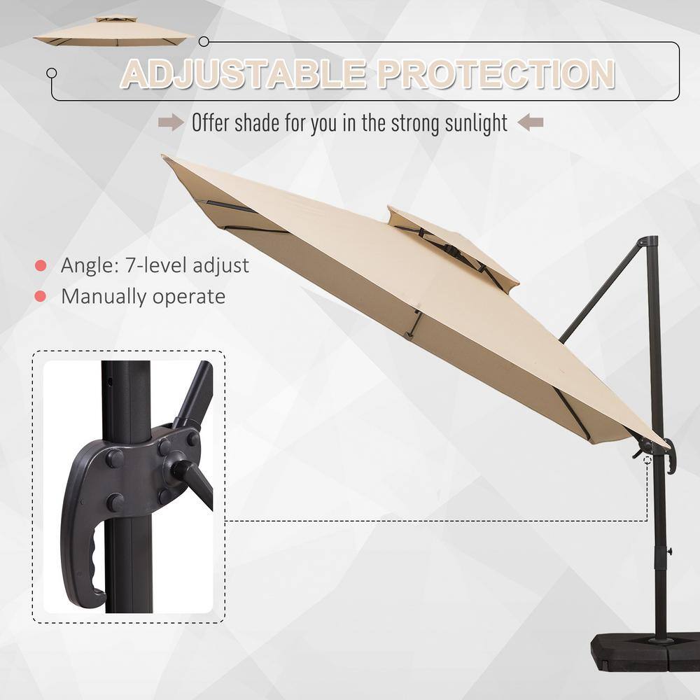 Latte 10ft Cantilever Patio Umbrella with Metal Pole and Base