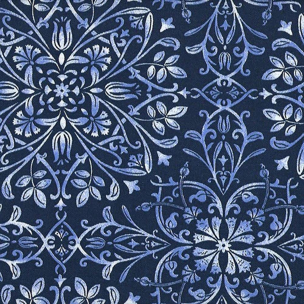 Dresden Midnight Navy Damask Square Outdoor Throw Pillow Set