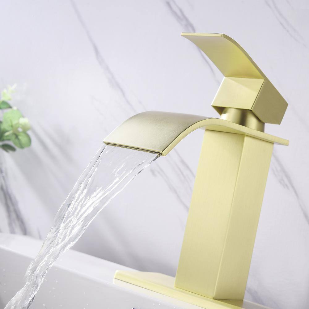 Brushed Gold Stainless Steel Waterfall Bathroom Faucet
