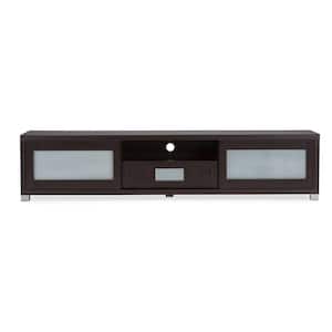 Gerhardine Collection 70 in. Dark Brown Wood TV Stand with 1 Drawer Fits TVs Up to 78 in. with Storage Doors