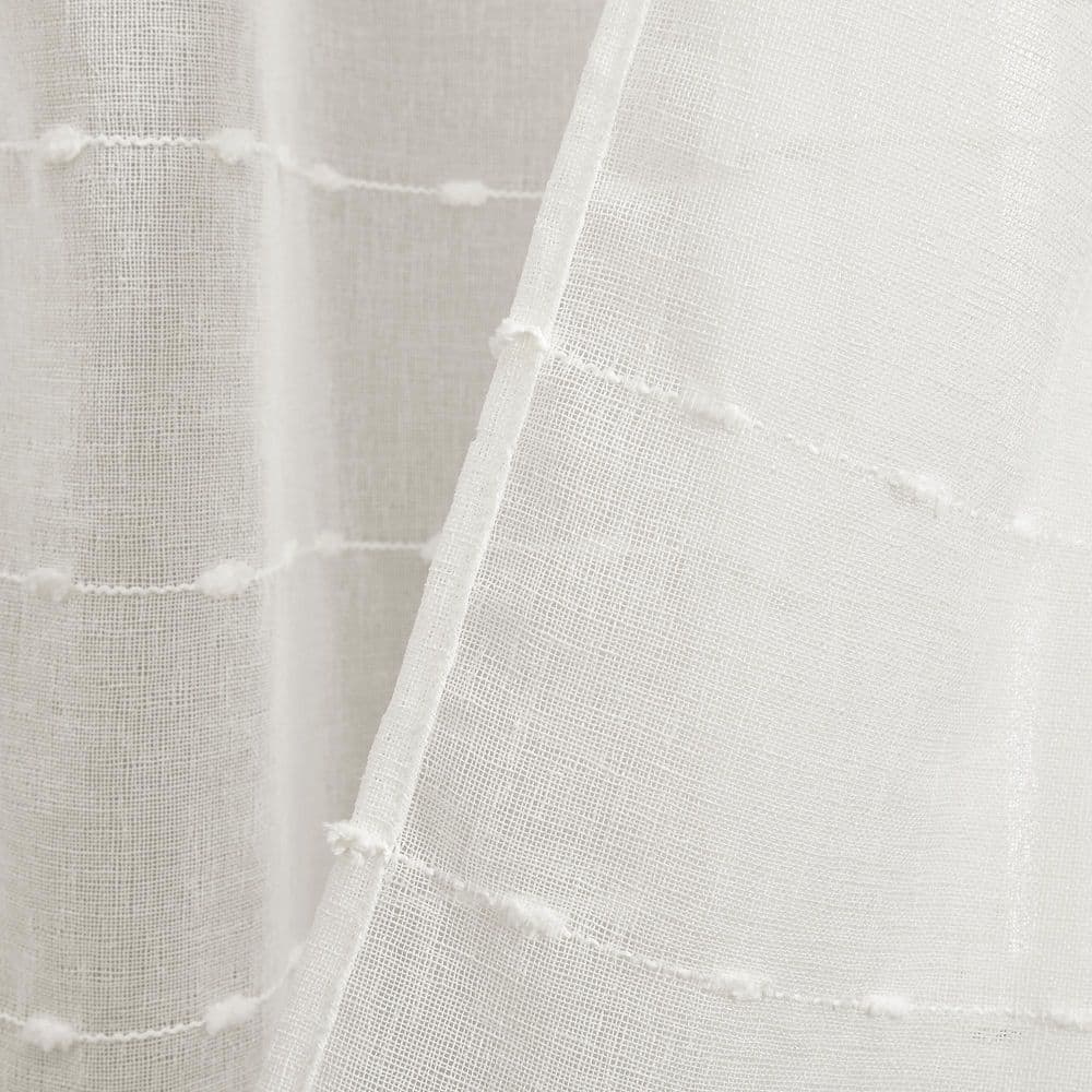 White Sheer Polyester Rod Pocket Back Tab Window Curtain Panels