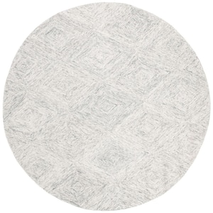 Abstract Silver 6 ft. x 6 ft. Round Geometric Area Rug