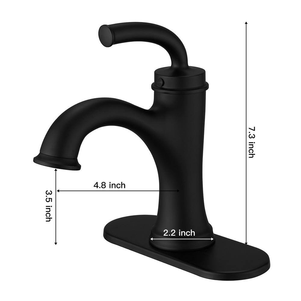 Matte Black Brass Single Handle Bathroom Faucet with Drain Kit