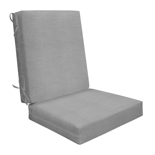 Honeycomb Heathered Solid Grey Outdoor Highback Dining Chair Cushion