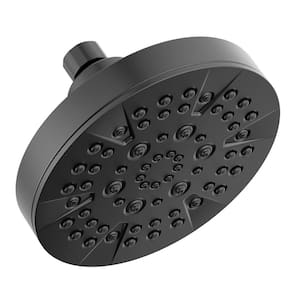 5-Spray Patterns 1.75 GPM 6 in. Wall Mount Fixed Shower Head in Matte Black