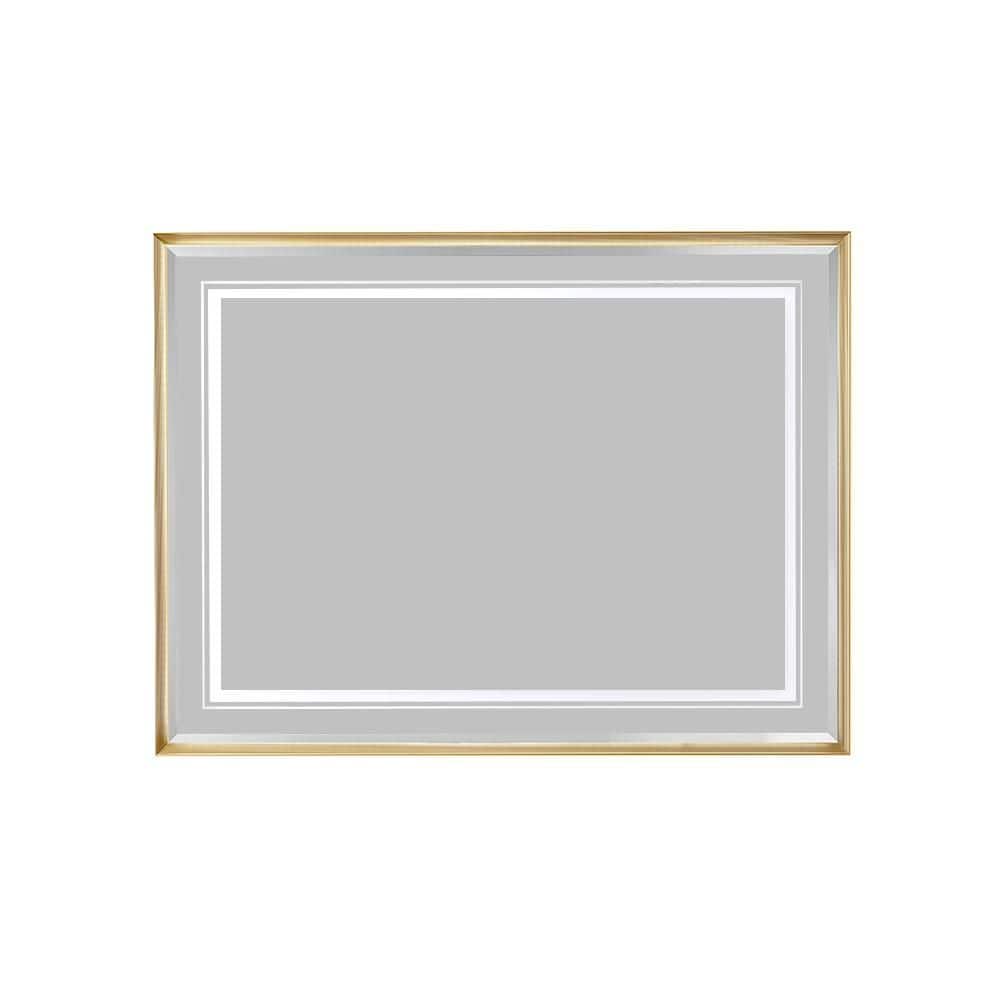 Gold 40 in W x 30 in. H Modern Rectangle Aluminium Alloy Framed Mirror Wall
