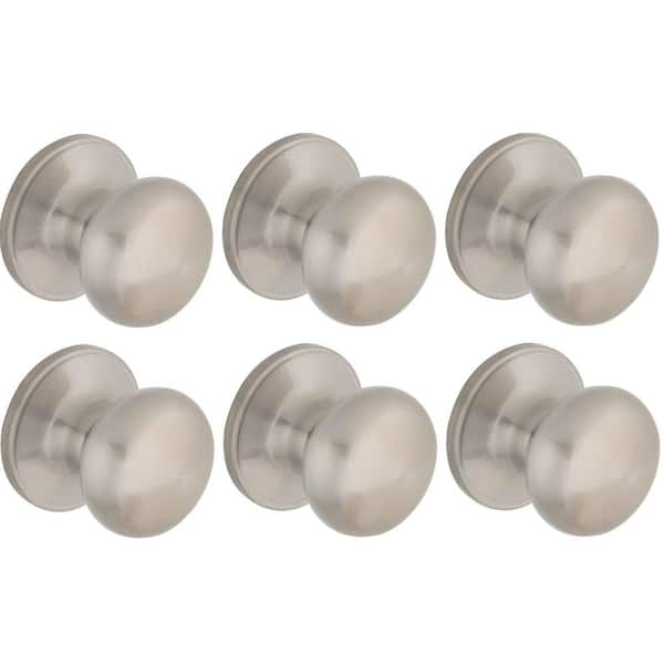 Round Satin Nickel Hall/Closet Door Knob (6-Pack)