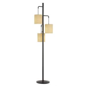 72 in. Bronze 3 Dimmable (Full Range) Standard Floor Lamp for Living Room with Cotton Drum Shade