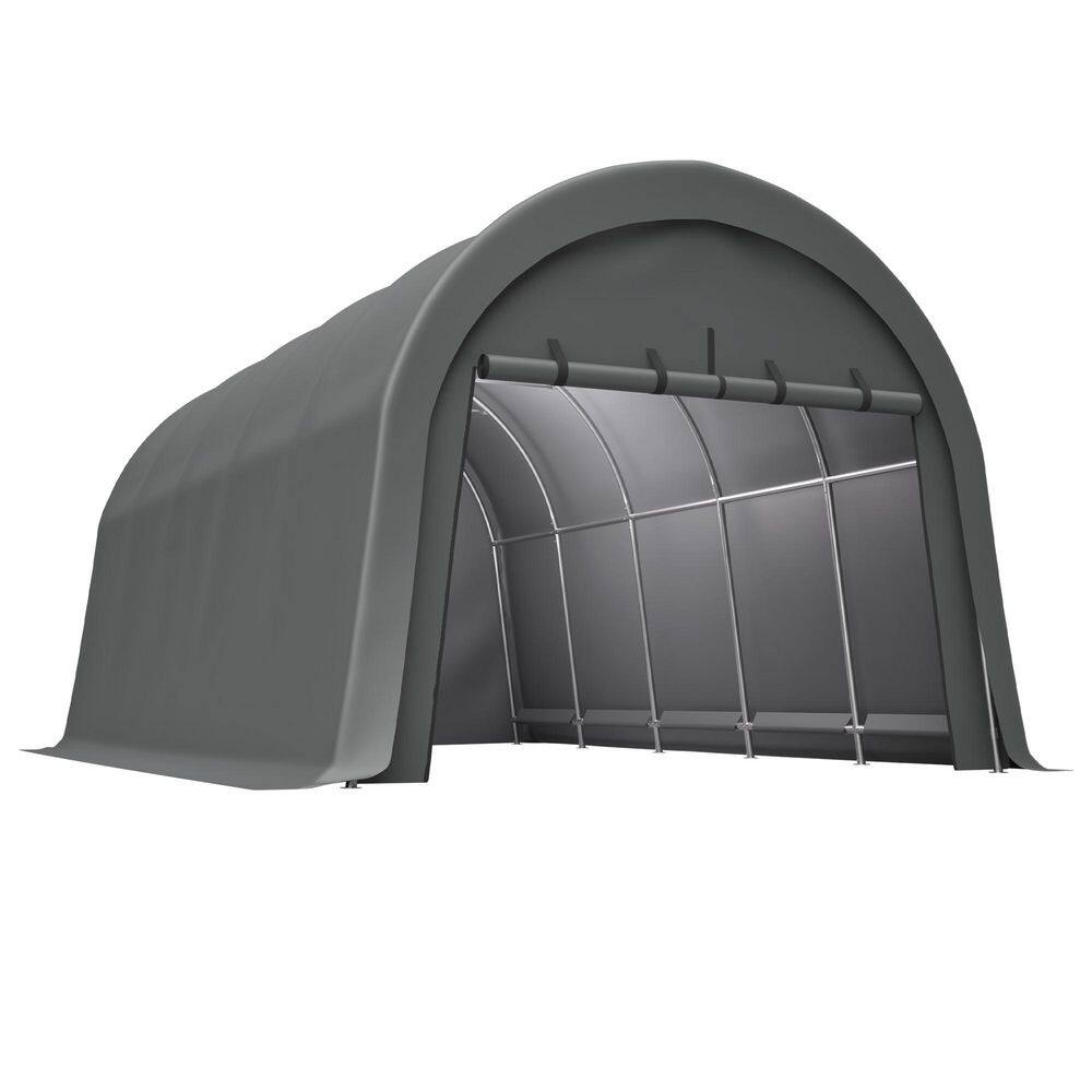 Heavy-Duty 20 ft. W x 12.8 ft. D x 9.78 ft. H Gray Metal Portable Carport Commercial-Grade Steel Frame Portable Garage price history on PriceWatchPro